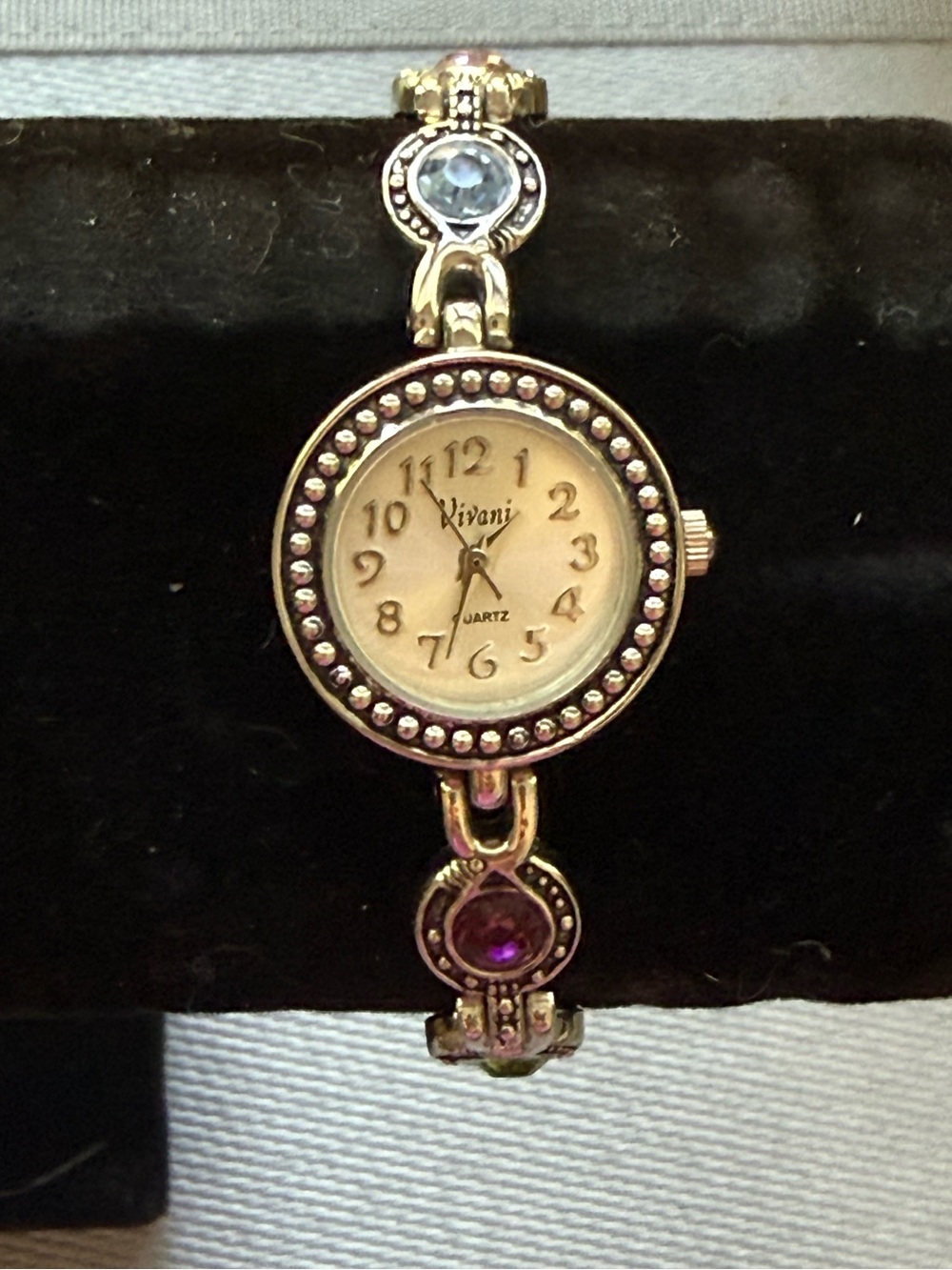 Viviani silver tone multi color crystal watch
